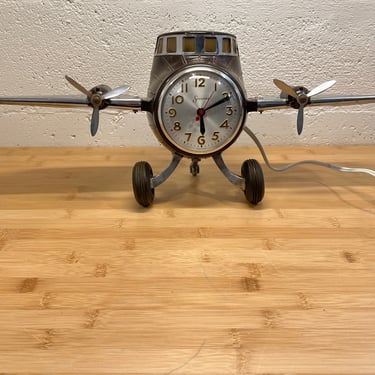 1940s Mastercrafters Sessions Airplane Clock Light, Nicely Working, Brown Bakelite 