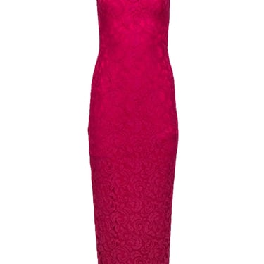 Tadashi Shoji - Hot Pink Sleeveless Lace Column Gown Sz 2