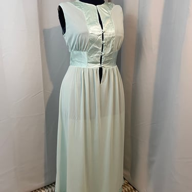1950s satin pinup nightie Mistee Teal Blue Green night gown L 