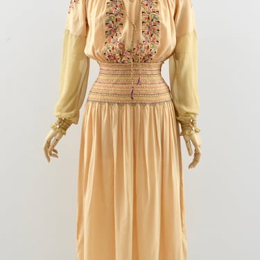 1920's Hungarian Smocked Dress