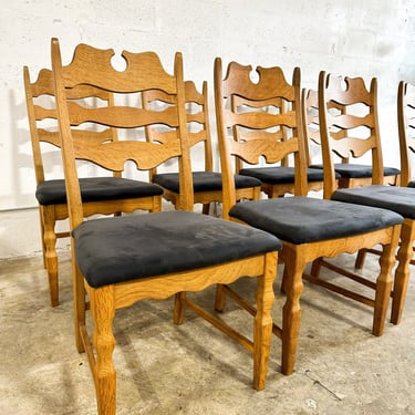 Henning Kjaernulf Oak Razorbacks Dining Chairs Primitive Brutalist Oak 