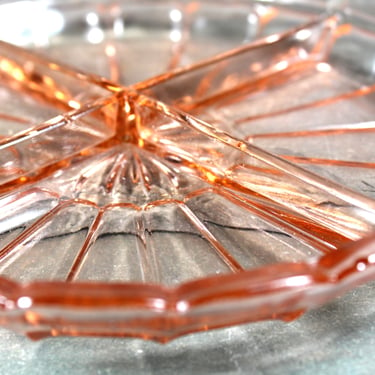 Antique Pink Depression Glass Divided Dish | Pretty in Pink! | Gorgeous 1950s Collector Dish | Antique Trinket Dish | Bixley Shop 