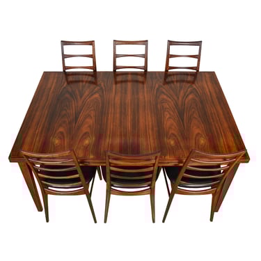 Vertical Grain Danish Rosewood Mid-Size Expanding Dining Table by H. Sigh + Son