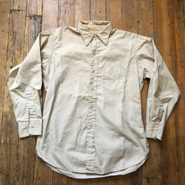 1950s Beige Poplin Shirt Medium 