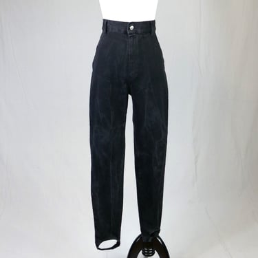 80s Stretch Stirrup Jeans - 27" waist - Faded Black - High Rise Waisted - No Boundaries - Vintage 1980s - S 