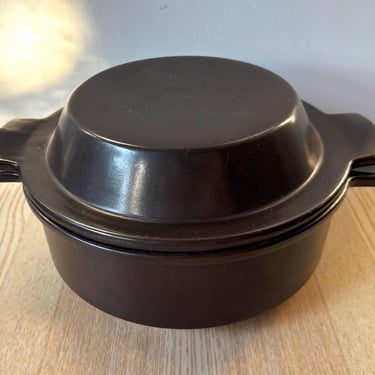 Vintage MCM Arabia Liekki Dark Brown Ceramic Pot w Lid | Finnish Design by Ulla Procopé | Scandinavian Oven Casserole Cauldron Serving Dish 