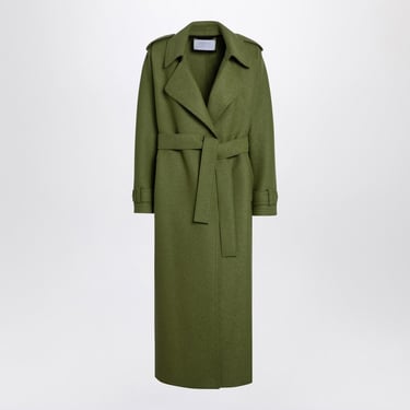 Harris Wharf London Green Wool Coat With Belt Women