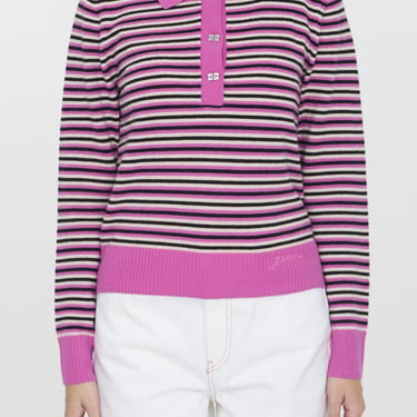 Ganni Women Striped Polo Sweater