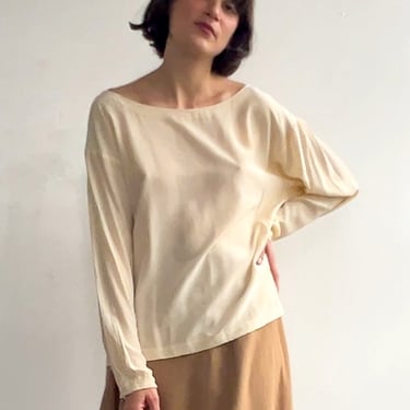 Ecru Silk Boatneck Top (M/L)