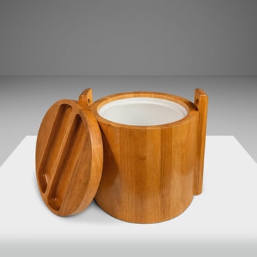 Mid-Century Danish Scandinavian Modern Ice Bucket in Solid Teak by ROYAL TEAK Designs, Thailand, c. 1970's 