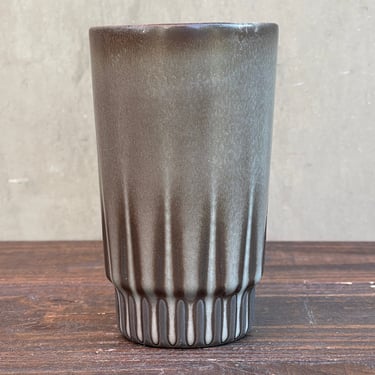 Tall  Black Porcelain Ceramic "Arrow" Cup  -  Satin Brown/ Blue 