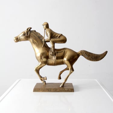 vintage brass horse and jockey sculpture 