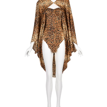 Norma Kamali OMO Vintage SS 1980 'Savage' Leopard Print Swim Dress and Cocoon Jacket Ensemble