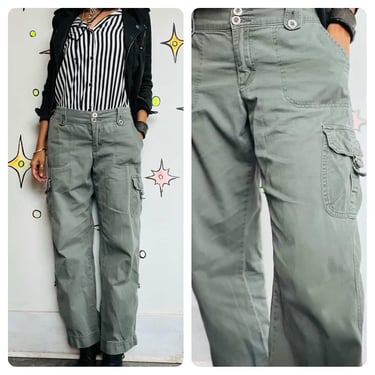 90s/Y2K Super Soft Lee Military Green Cargo Utility Pants – Distressed 9/10 M 