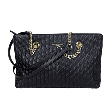 Karl Lagerfeld - Black Leather Quilted Shoulder Bag