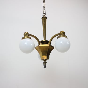 Art Deco Chandelier, 1920's / Vintage Chandelier / Gold Colour / Art Deco Brass Chandelier 