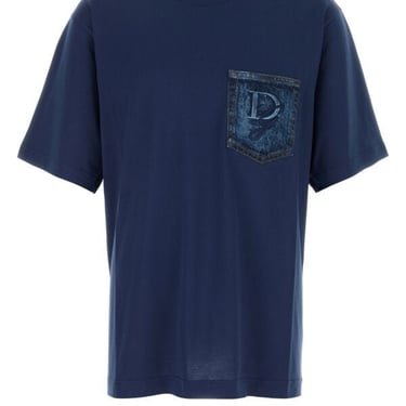 Dolce & Gabbana Men Blue Cotton Oversize T-Shirt