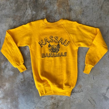 70s Nassau Bahamas Raglan Sweatshirt Yellow 