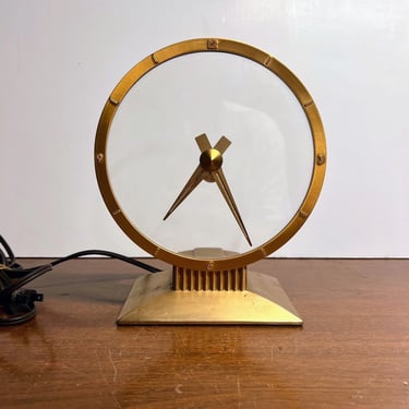 Vintage Jefferson Golden Hour Mystery Electric Clock 580-101 WORKS MCM Art Deco 