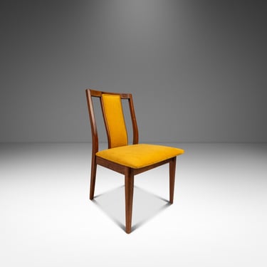 Mid-Century Modern Desk / Side Chair in Solid Walnut & Yellow Felt in the Manner of Edward Wormley, USA, c. 1960s 