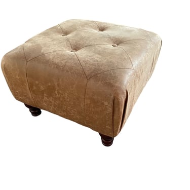 Faux Suede Square Tufted Brown Ottoman NJ220-17
