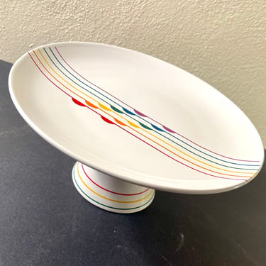 Vintage 1960s Rainbow Stripe Horizon Cake Stand by Gailstyn Sutton for Towle 
