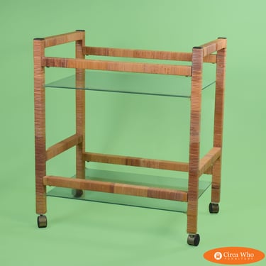 Wrapped Rattan Bar Cart