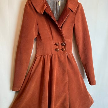Vintage 70’s corduroy coat Edwardian inspired very fitted costume jacket~ handmade fit & flare theater costuming boho girls or Women’s XXSM 