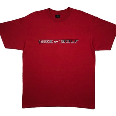 Vintage 90s/Y2K Nike Golf Center Swoosh Spell Out Logo Graphic T-Shirt Size Large 