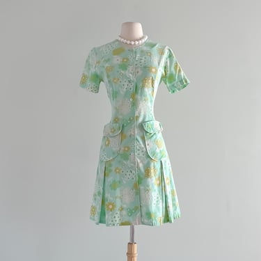 Amazing Mod Mint Vintage 1960's Cotton Day Dress / Sz M