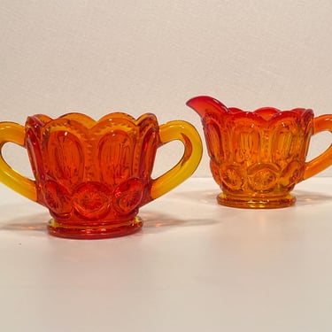 L.E. Smith Amberina Sugar & Creamer Set 