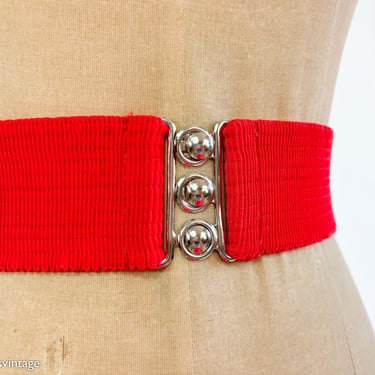 1950s Red Stretch Belt | 50s Red Stretchy Wide Elastic Belt | Malco Modes 