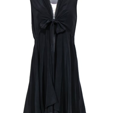 All Saints - Black Sleeveless Layered Zip-Front Dress w/ Tie Sz 4