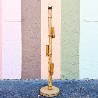 Old Florida Rattan Flower Holder Floor Lamp