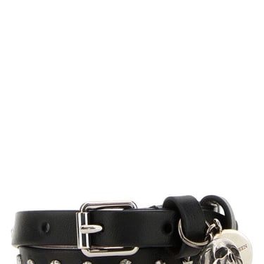 Alexander Mcqueen Women Black Leather Bracelet