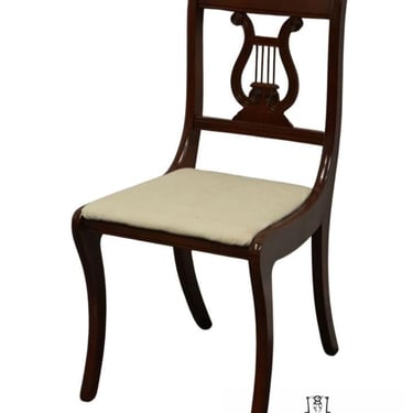 VINTAGE ANTIQUE Solid Mahogany Traditional Duncan Phyfe Style Lyre / Harp Back Dining Side Chair 