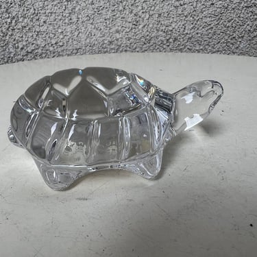 Vintage small clear glass Cristal turtle by Villeroy & Boch paperweight 