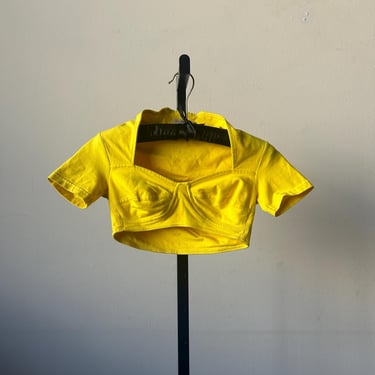 8045t / romeo gigli yellow cotton crop top 