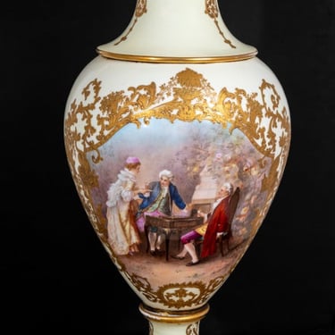 Sevres White Ground Ovoid Porcelain Vase