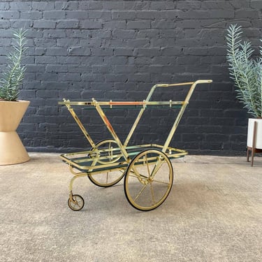 Mid-Century Modern Polished Brass Serving Cart, 1960’s 