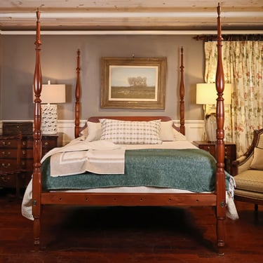 Slender Sheraton Tall Post Bed in Cherry, Standard Queen Size with Queen Anne Style Headboard&lt;/p#x3E; SKU: JK051217A&lt;p#x3E; &lt;/p#x3E;&lt;p#x3E;