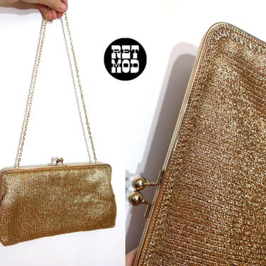 NWOT Sparkly Metallic Gold Vintage 60s 70s Party Purse / Clutch 