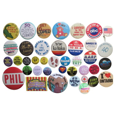 Vintage Pinback Button -  60s 70s 80s 90s Misc Themes - Misc. Novelty Pins - You Choose - Genuine Vintage Pin Button 