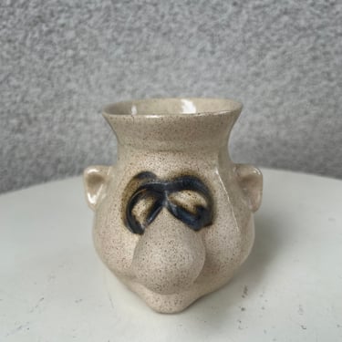 Vtg Egg Separator Cup Kitsch Face By Pete Petrie 4” X 3” Ceramic 