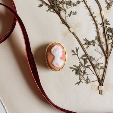 vintage French carved shell cameo brooch