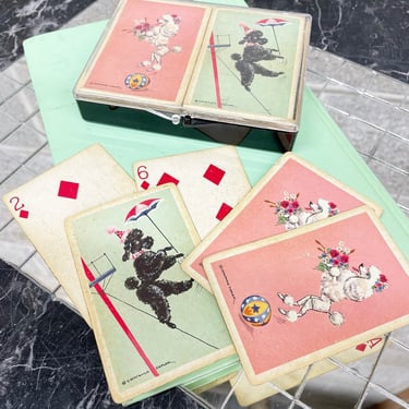 Vintage Deck of Cards Retro 1950s Constance Depler + Arrco + Double Deck + Circus Poodles + Playing Cards + Mid Century Modern + Card Games 