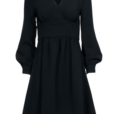 Kate Spade - Black Long Sleeve Fit & Flare Dress w/ Back Tie Belt Sz 4