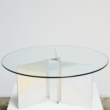 Aluminum and Glass Coffee Table, Circular