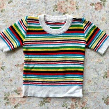 Vintage 3 - 6 Months Rainbow Striped Tee 