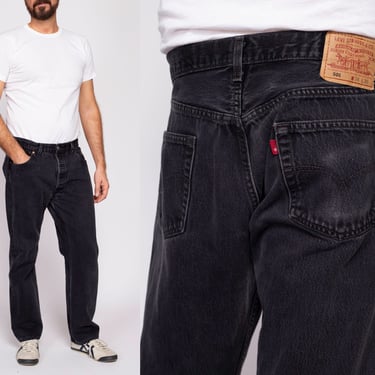 Vintage Levi's 501 Black Jeans - 36x30 | 90s Made In USA Denim Straight Leg Jeans 
